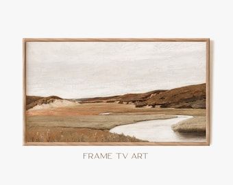 Neutral Landscape Painting, Tv Options, Fall Frames, Valley Landscape, Lake Art, Farmhouse Art, Screen Saver, Art Antique, Samsung Frame Tv Art