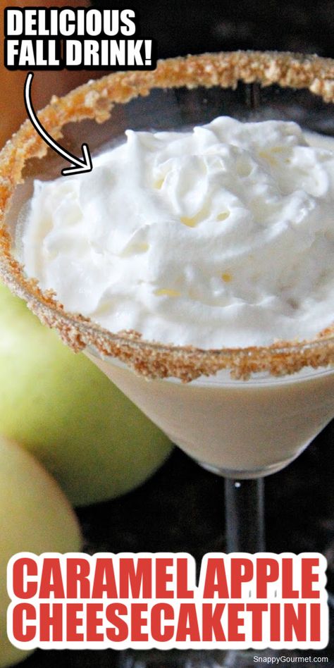 Fall Martini, Autumn Beverages, Apple Martini Recipe, Caramel Apple Martini, Fall Parties, Apple Martini, Caramel Apple Cheesecake, Easy Apple Pie, Fall Desserts Easy