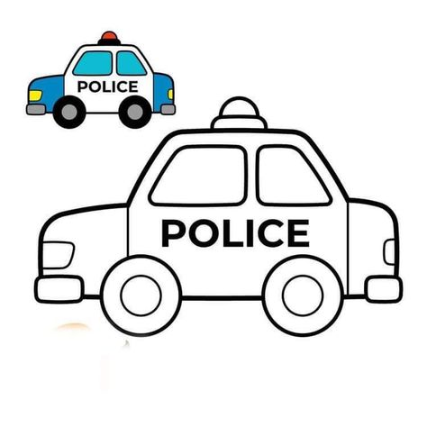 Police Car Template Free Printable, Helper Cars Birthday, Coloring Pages For 3yrs Old, Vehicles Drawing For Kids, Car To Draw, Police Car Drawing, Police Car Coloring Page, Car Drawing For Kids, Police Car For Kids