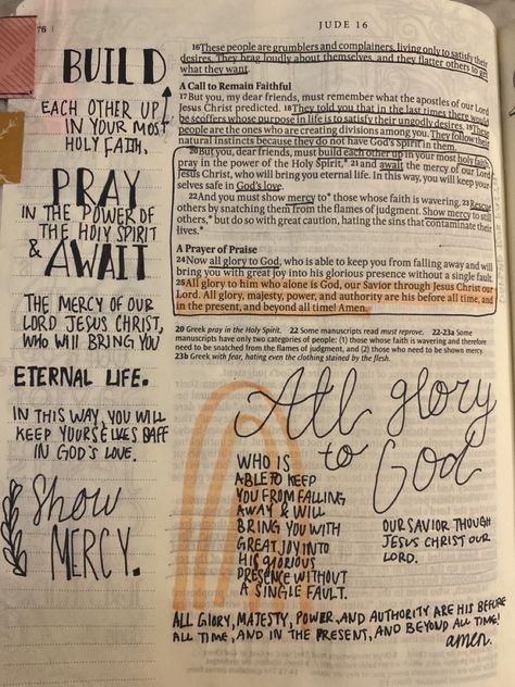 Jude Bible Journaling, Jude Bible, Bible Board, Handwriting Ideas, Bible Journal Notebooks, Psalm 139 13, Bible Things, Journal Notes, Bible Doodling