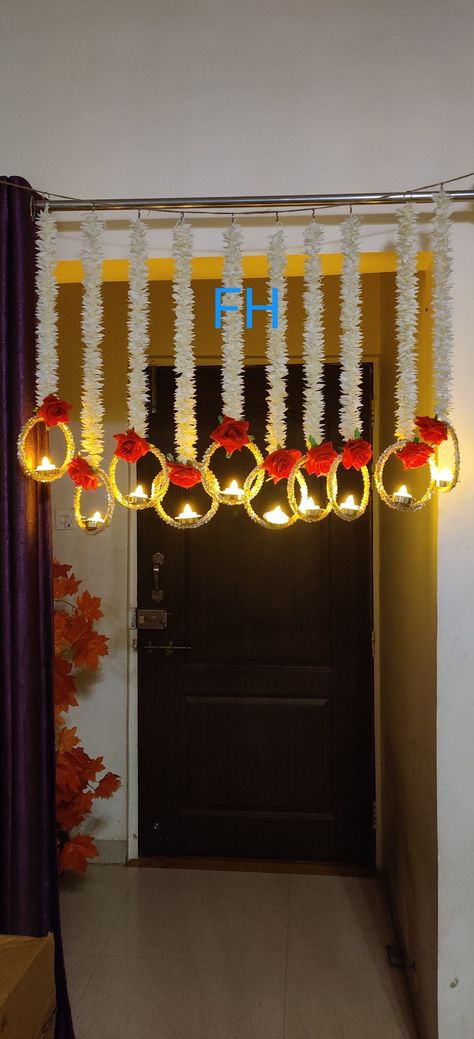 Door Decoration Ideas For Diwali, Diwali Shop Decoration, Hangings For Diwali Decoration, Diwali Door Hangings, Door Decorations For Diwali, Door Decoration For Diwali, Diwali Door Decoration Ideas, Decoration With Bangles, Diwali Toran Decorations Doors