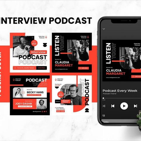 Interview Podcast Cover Template Social Media Cover Podcast, Podcast Cover, Template Social Media, Social Media Poster, Social Ads, Creative Poster Design, Social Media Design Graphics, Creative Posters, Cover Template