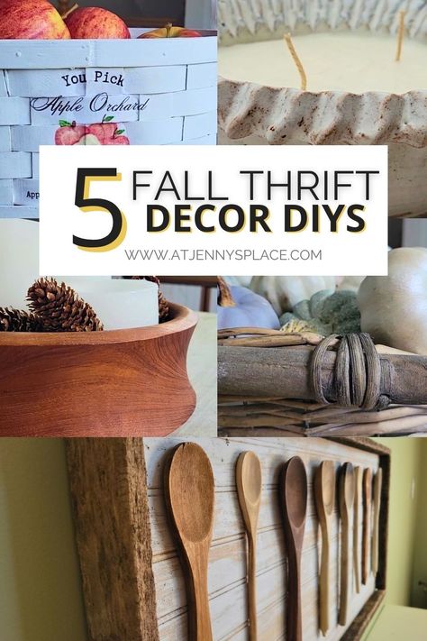 Unleash your inner artist with these 5 Fall Rustic Thrift DIYs. Explore and get inspired by upcycling treasures, creating beautiful rustic pieces that'll warm your home this fall. Let's turn thrift into gold!🍂 Thrift Decor, Thrift Store Decor, Autumn Decorating, Inviting Home, How To Give, Fall Centerpiece, Fall Decor Diy, Fall Diy, Thrift Stores