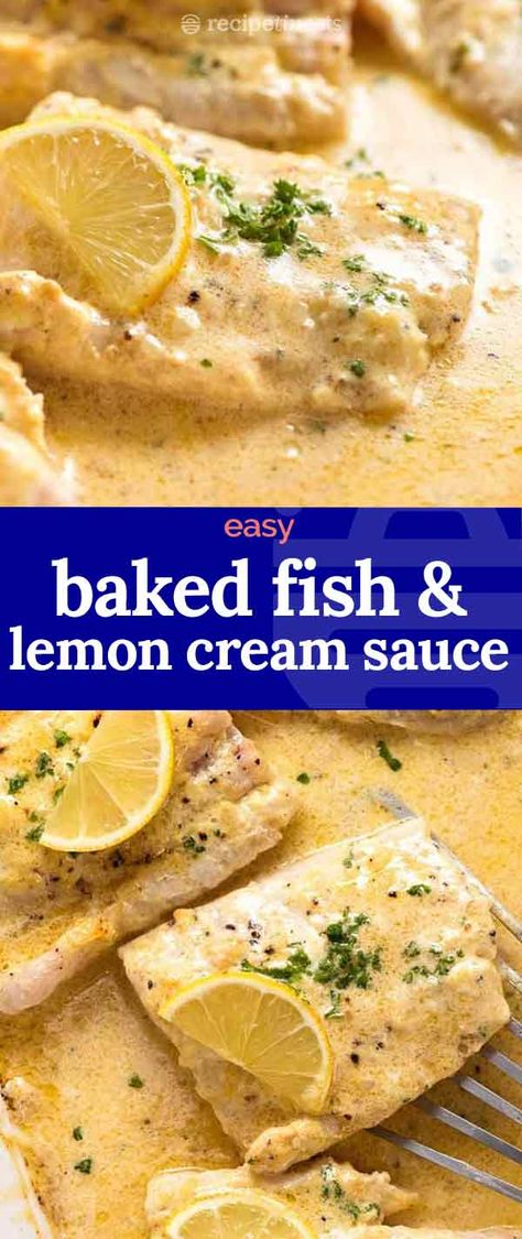 Salmon Keto, Baked Fish Recipe, Lemon Cream Sauce, Best Fish Recipes, Tilapia Fish Recipes, Keto Fish, Lemon Cream Sauces, Tilapia Fish, Fish Recipes Baked