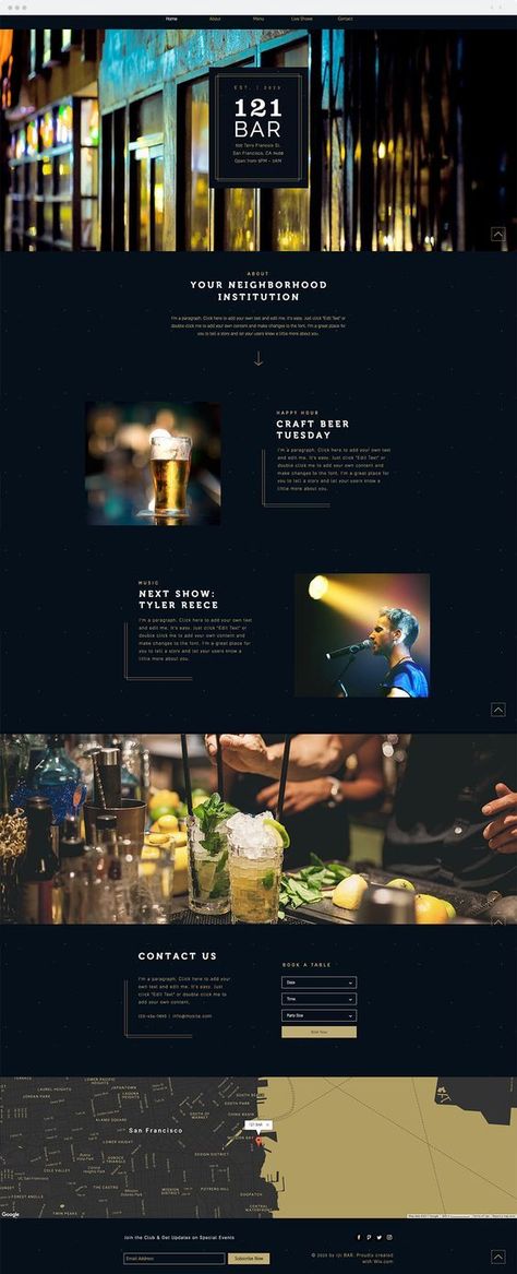 Speakeasy Website Design, Nightclub Website Design, Pub Website Design, Bar Website Design, Fashion Blog Website, Web Bar, Luxury Website Design, Wix Blog, Bar Website