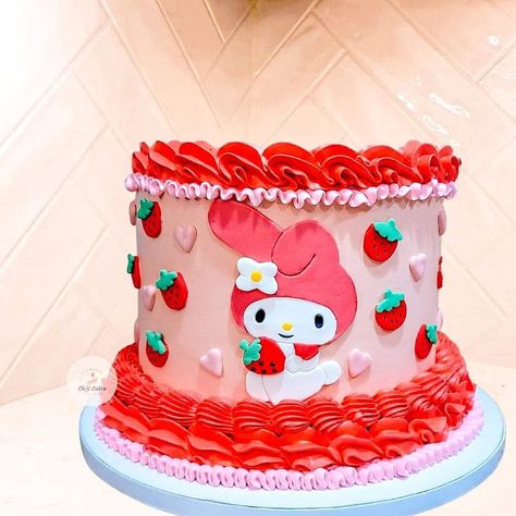 Melody Cake Design, My Melody Cake, Cake Writing, Vintage Cakes, Melody Hello Kitty, 26th Birthday, Pretty Birthday Cakes, Edible Art, Fancy Cakes