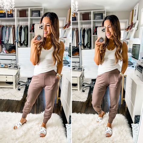 Mocha Joggers Outfit, Lounge Wear Jumpsuits & Rompers, Jogger Outfits, Outfits Sweatpants, High Waist Joggers, Sweatpants Outfits, Comfy Jumpsuits, Us Fashion, Amazon Favorites