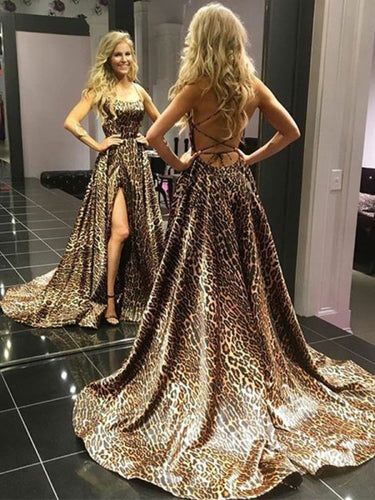 Prom Dress With Split, Printed Prom Dresses, Dress With Split, Spaghetti Strap Prom Dress, High Quality Dress, Dress Spaghetti, Print Dresses, Maxi Skirts, Dress Brands