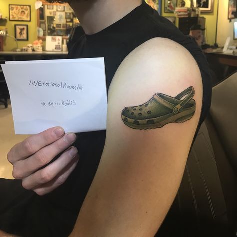 I have officially immortalized a croc onto my body. Croc Tattoo, Nike Sneakers, Fish Tattoos, Jesus Fish Tattoo, Skull Tattoo, Sneakers Nike, Nike, Tattoos, Sneakers