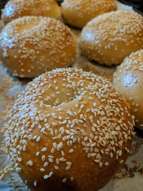 Sesame Seed Bagel Recipe, Sesame Bagel Recipe, New York Bagels Recipe Homemade, Ny Bagel Recipe, Authentic Bagel Recipe, New York Bagel Recipe, Best Bagel Recipe, New York Bagels, Bagel Recipes