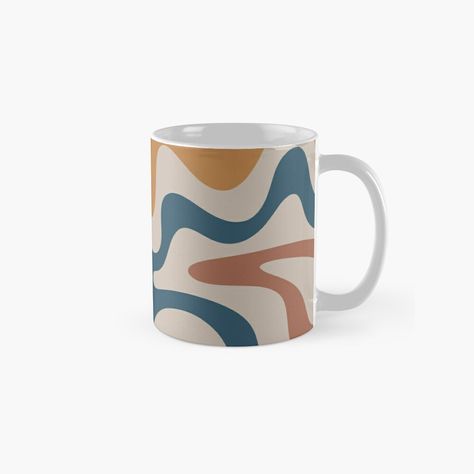 Get my art printed on awesome products. Support me at Redbubble #RBandME: https://www.redbubble.com/i/mug/Liquid-Swirl-Abstract-Pattern-in-Ochre-Blue-Clay-Taupe-by-kierkegaard/68920237.9Q0AD?asc=u Abstract Glaze Pottery, Curvy Ceramic Mug, Abstract Mugs, Abstract Mug Designs, Ceramic Mug Stripes, Liquid Swirl, Blue Clay, Street Style Outfits Men, Cool Mugs