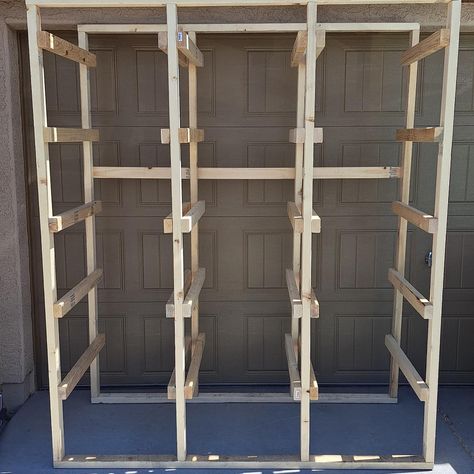 Tote Storage Rack, DIY Plans, 27 Gal, Custom Option, Step by Step Process plans Only - Etsy Garage Storage Plans, Diy Storage Rack, Garage Storage Organization, Tote Storage, Organization Planning, Wall Racks, Organization Boxes, Shelf Design, Christmas Storage