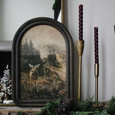 Vintage Hunting Decor, Cabin Mantle, Scented Pillar Candles, Deer Photos, Vintage Hunting, Holiday Greenery, Wildlife Decor, Wall Piece, Wildlife Prints