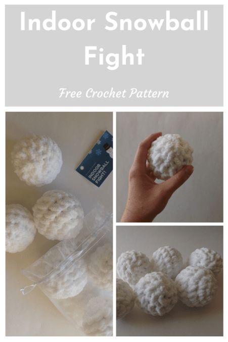 A fun idea for a simple, quick handmade gift! Free PDF download available on the blog. Simple Christmas Crochet, Crochet Snowballs, Crochet Games, Crocheted Ornaments, Indoor Snowballs, Crochet Christmas Gifts, Christmas Hats, Crochet Panda, Bernat Blanket Yarn