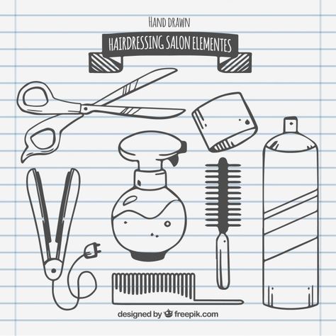 Sketches hairdressing salon elements Fre... | Free Vector #Freepik #freevector #hand #fashion #hair #beauty Barber Shop Business Cards, Vintage Hairdresser, Classic Barber Shop, Kids Hair Salon, Long Hair Designs, Kids Salon, Barber Accessories, Hair Salon Logos, Sketch Icon