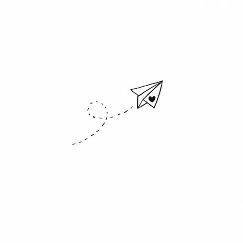 Envelope Tattoo, Paper Airplane Tattoos, Paper Plane Tattoo, Plane Tattoo, Airplane Tattoos, Small Shoulder Tattoos, Single Line Tattoo, Aries Tattoo, Name Card Design