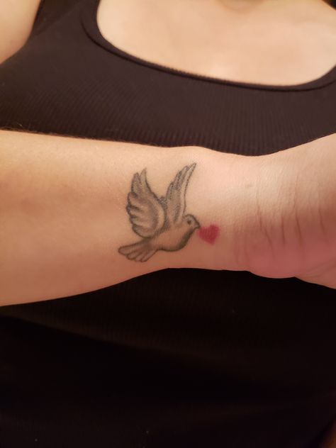 Dove And Heart Tattoo, Dove Tattoo Women, Two Dove Tattoo, Heavenly Tattoos, Rememberance Tattoo, White Dove Tattoos, Small Dove Tattoos, Mouth Tattoo, Patriotic Nails Design