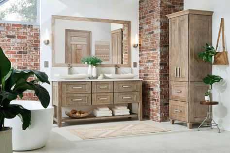 Medallion Cabinetry | Solare Vanity Collection Spa Bathroom Vanity, Bathroom Cabinets Ideas, Castle Construction, Blue Castle, Full Kitchen Remodel, Traditional Bathrooms, Spa Bathroom, Modern Bathroom Cabinets, Finished Bathrooms