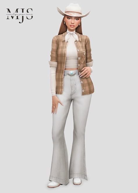 Sims 4 Aesthetic Soft Cowgirl Lookbook Sims 4 Country Cc Patreon, Sims 4 Cc Country Clothes Maxis Match, Sims 4 Cc Country Clothes Patreon, Boho Cc Sims 4 Clothes, Womens Hair Sims 4 Cc, Sims 4 Casual Cc, Sims Western Cc, Sims 4 Horse Ranch Cc Maxis Match, Sims 4 Lookbooks Cc Female