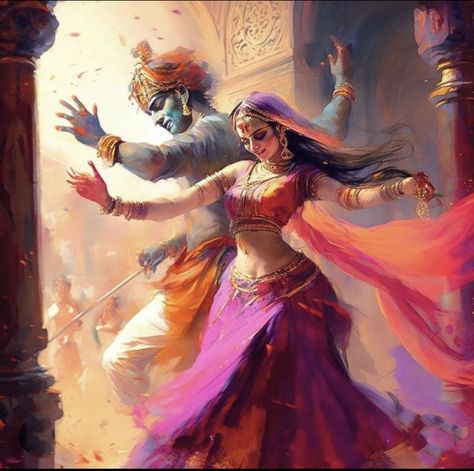 Radha Krishna Dancing, Krishna Dancing, Krishna Artwork, Krishna Drawing, Shree Krishna Wallpapers, Jay Shree Ram, Indian Art Gallery, Lord Krishna Hd Wallpaper, Colourful Art