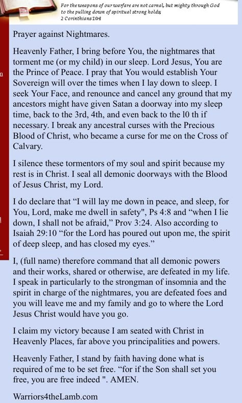 Prayers to help with nightmares Prayer For Nightmares, Prayers For Nightmares, Prayers Against Bad Dreams, Prayer Against Bad Dreams, Nightly Bible Reading, Prayers Against Nightmares, Sleep Prayers, Prayer For When You Can’t Sleep, Sleep Prayer