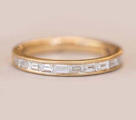 Browse our timeless selection of wedding bands, wedding rings, and anniversary rings at Harold Stevens Diamond Studio in Downtown San Diego. Stop in or call 619.231.0520. Chanel Set Baguette Band, Summer Era, Baguette Eternity Band, Channel Set Diamond Ring, Baguette Diamond Band, Baguette Band, Ring Inspo, Stackable Wedding Bands, Eternity Rings