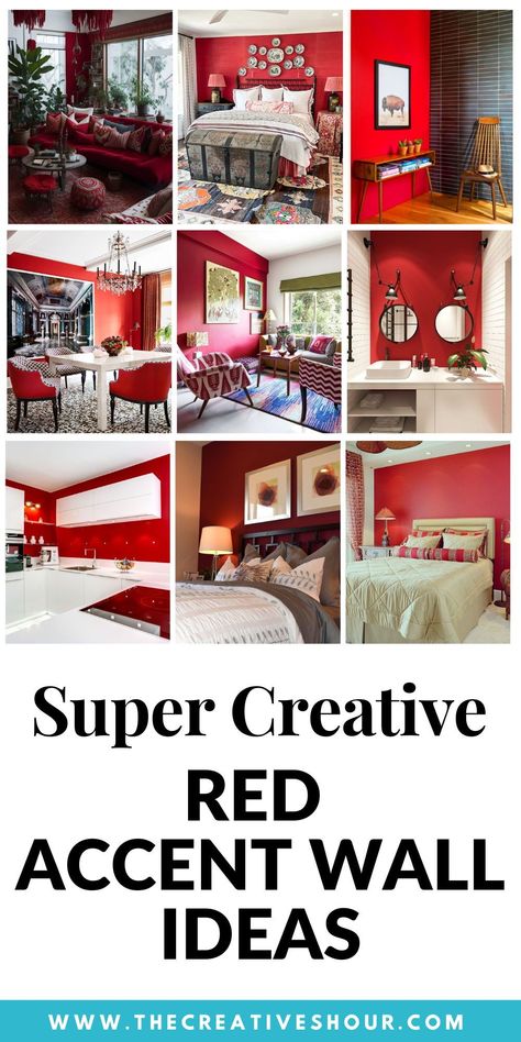 Infuse energy into your space with daring design. Explore ideas for creating a captivating focal point with a red accent wall. Elevate your room's vibrancy and make a bold statement in your home decor. Unleash the power of color! #HomeDecor #AccentWallIdeas #RedInspiration Red Wall Painting Ideas, Red Wall Living Room, Red Wall Living Room Ideas, Red Accent Wall Living Room, Red Wall Bedroom, Statement Walls Bedroom, Red Accent Wall Bedroom, Red Living Room Walls, Red Feature Wall