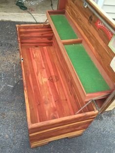 Add Cushion Top To Cedar Chest, Refinished Cedar Chest Ideas, Chest Upcycle, Hope Chest Makeover, Cedar Chest Redo, Chests Diy, Chest Makeover, Chest Ideas, Junk Yard