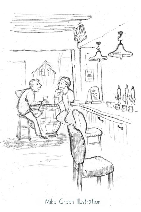 Bar Design Drawing, Bar Sketch Drawing, Bar Drawing Illustration, Restaurant Illustration Drawing, Pub Drawing, Bar Sketch, Pub Illustration, Restaurant Sketch, Restaurant Drawing