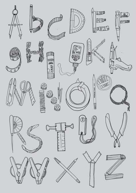 object alphabet - Google Search Letter Art Alphabet, Illustrated Letters, Alphabet Designs, Art Bin, Alphabet Drawing, Inspiration Typographie, Name Drawings, Art Alphabet, Holiday Fonts