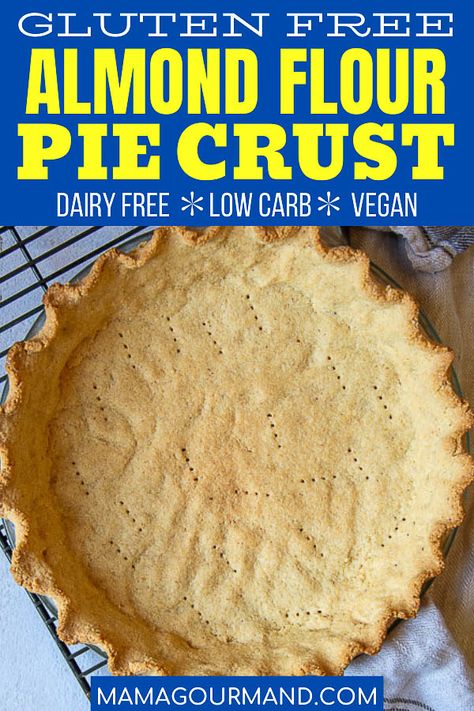 Make the best Almond Flour Pie Crust recipe for sweet or savory gluten free and grain free pies. Simply mix together a handful of ingredients and press into a dish for a dairy free, low carb crust in minutes! #almondflour #piecrust #easy #keto #lowcarb Almond Flour Pie Crust Recipe, Low Carb Crust, Almond Flour Pie Crust, Almond Flour Crust, Dairy Free Low Carb, Gluten Free Pie Crust, Easy Pie Crust, Pie Crust Recipe, Almond Crusted