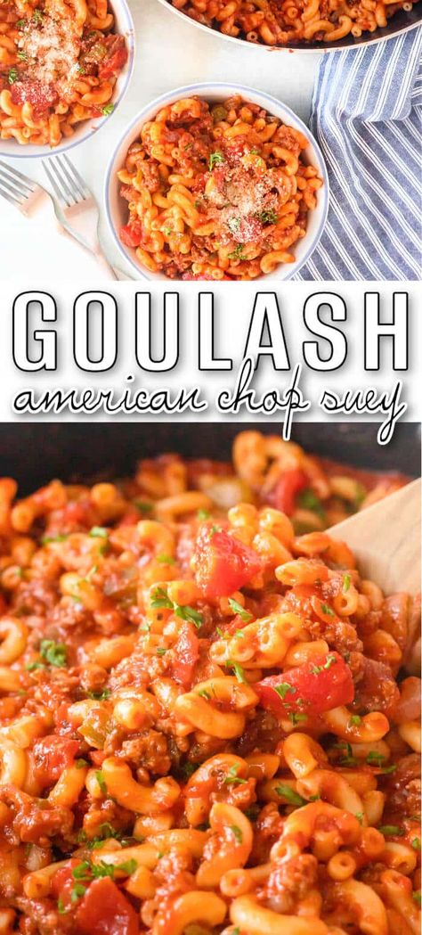 Goulash (American Chop Suey) Goulash American, Best Goulash, American Chop Suey Recipe, Best Goulash Recipes, Easy Goulash, Easy Goulash Recipes, American Chop Suey, Turkey Chops, Beef Barbecue