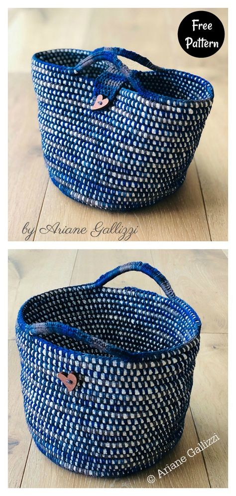 Coiled Basket Free Crochet Pattern Crochet Over Rope Basket Pattern Free, Pima Basket Designs, Sewing Rope Baskets, Diy Crochet Rope Basket, Denim Basket, Diy Crochet Basket, Diy Rope Basket, Basket Weaving Diy, Crochet Basket Pattern Free