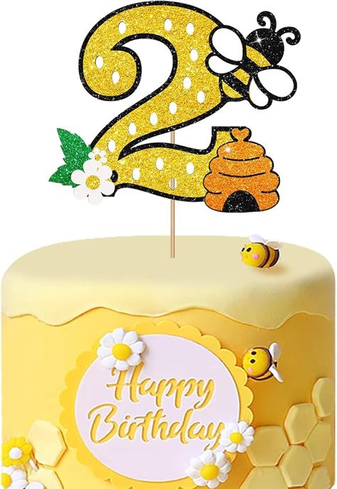 Amazon.com: Bumble Bee 2nd Birthday Cake Topper, Gold Glitter Bee Two Years Old Birthday Cake Topper, Honey Bee Cake Topper for Boys Girls, Happy Bee Day Themed 2nd Anniversary Party Decoration : Grocery & Gourmet Food Two Years Old Birthday, Honey Bee Cake, 2nd Birthday Cake Topper, Bee Cake Topper, Old Birthday Cake, Bee Birthday Cake, Happy Bee Day, 2nd Birthday Cake, Bee Cake