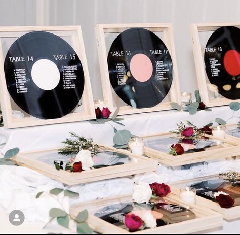 Record Seating Chart, Unique Table Number, Unique Table Numbers, Music Wedding, Table Seating Chart, Phuket Wedding, Wedding Numbers, Unique Table, Jazz Club