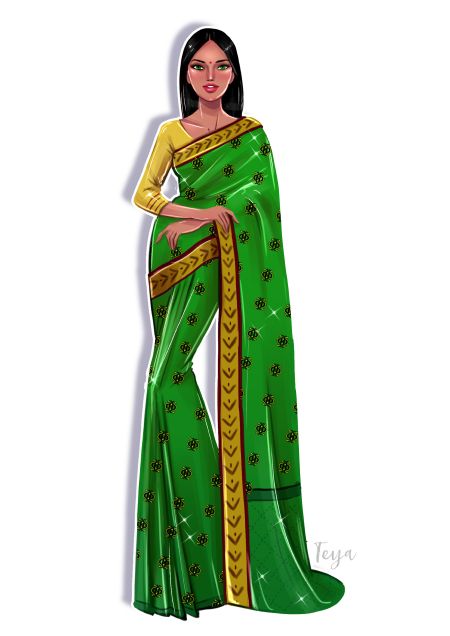 Saree Drawing Illustration, Saree Illustration Fashion Sketch, Saree Sketches Fashion Illustration, Sari Sketch, Saree Drawing Sketches, Saree Illustration Sketch, Indian Dress Drawing, Sari Drawing, Saree Design Drawing