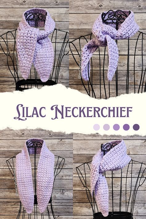 Crochet Neckerchief Free Pattern, Crochet Neckerchief, Crochet Neck Scarf, Lilac Crochet, Knit Items, Crochet Neck Warmer, Crafts Crochet, Knit Scarves, 4mm Crochet Hook