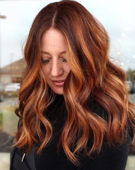 Copper Red Hair with Lowlights