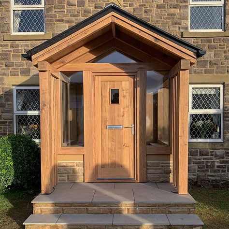 Large Porch Ideas, Wooden Front Porch Ideas, Wooden Front Porch, Farm Porch, Oak Porch, Front Porch Ideas Uk, Porch Ideas Uk, Porch Extension, Large Porch