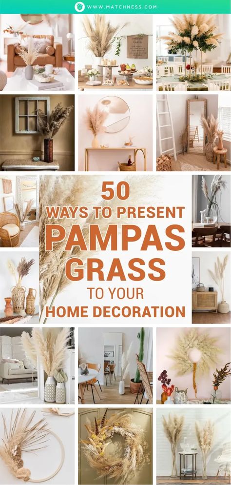 50 Ways to Present Pampas Grass to Your Home Decoration - Matchness.com Pampas Grass Crafts, Dried Pampas Decor, Pampas Grass Decor Living Room Modern, Pampas Grass Styling, Pompass Grass Table Decor, Dry Grass Decor, Pampas Grass Decor Diy, Diy Pampas Grass Arrangement, Diy Pampas Grass Decor