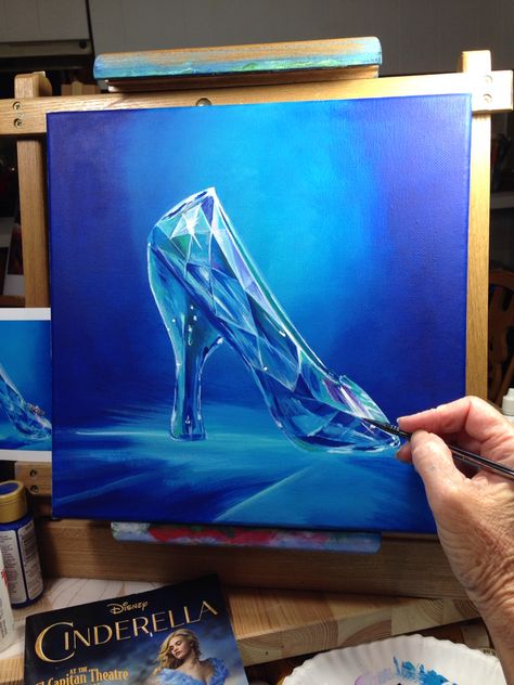 Cinderella Acrylic Painting, Cinderella Painting Ideas, Cinderella Painting, Dorm Canvas Art, Titanic Drawing, Cinderella's Glass Slipper, Pantone Art, Cinderella Drawing, Expressive Drawing