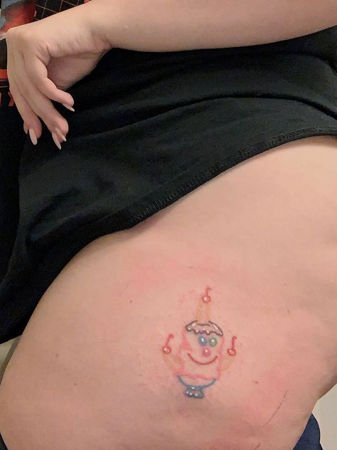 Goofy Goober Ice Cream, Goofy Goober Tattoo, Leg Tattoo Thigh, Ice Cream Movie, Tattoos Colorful, Ice Cream Tattoo, Spongebob Tattoo, Barbie Tattoo, Cream Tattoo