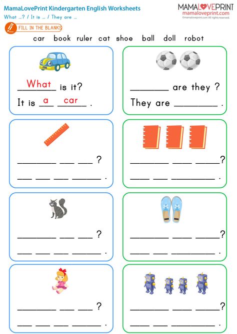 MamaLovePrint . Grade 1 English Worksheets . What is it ? What are they? Plural noun PDF Free Download Grade 1 English Worksheets, Ingles Kids, Plural Noun, Basic English Sentences, English Learning Books, English Teaching Resources, English Activities For Kids, Japanese Language Learning, 2nd Grade Worksheets