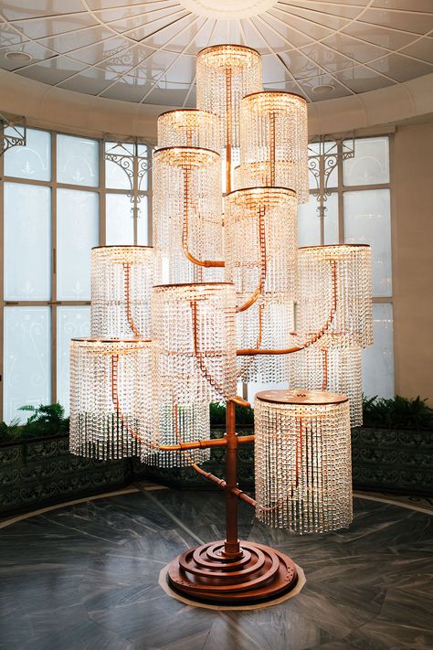 Chandelier, 2015. Copper, crystal and light fixtures, 400 x 240 x 230 cm. Photo by Paris Tavitian © Museum of Cycladic Art. Cycladic Art, Copper Crystal, Chandelier Crystal, Large Crystal, Luminaire Design, Crystal Lamp, Modern Artists, Room Lights, Lamp Design