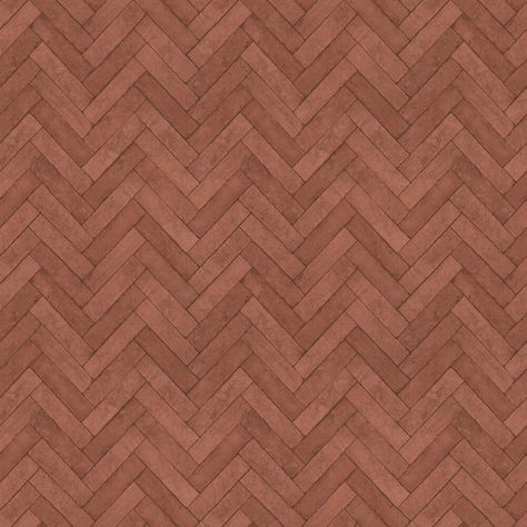 A parquet effect or herringbone pattern brick design with a distressed effect to the tile edges.  Shown in the Terracotta colourway. Brick Herringbone Pattern, Terracota Bricks, Terracotta Wall Cladding, Terracota Texture, Brick Pattern Texture, Terracotta Tile Texture, Terracota Tile, Herringbone Floor Pattern, Brick Herringbone Floor