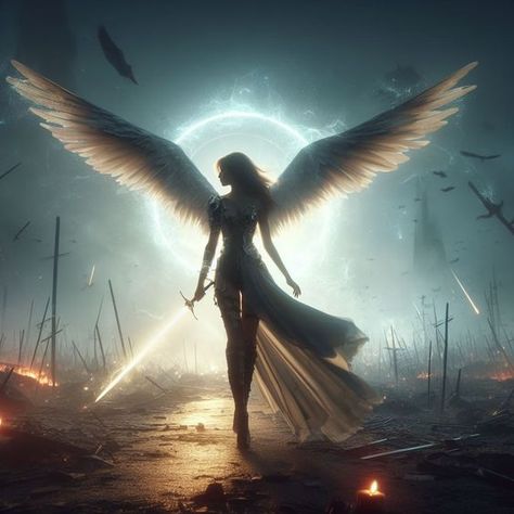 Angel Artwork, Between Two Worlds, Angel Warrior, Ange Demon, Wings Art, Angel Pictures, Angels And Demons, 판타지 아트, Angel Art