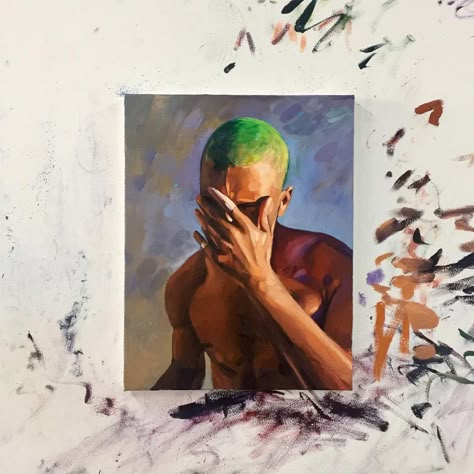 Blonde Album, Ocean Art Painting, Trash Art, Canvas Drawings, Embroidered Canvas, Black Artwork, Arte Inspo, Ocean Painting, Frank Ocean