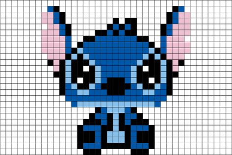 pixel art stitch Pixel Art Stitch, Disney Pixel Art, Pixel Art Animals, Lilo En Stitch, Image Pixel Art, Modele Pixel Art, Pixel Art Templates, Hama Beads Design, Pixel Drawing