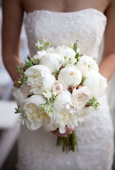 Brides.com: 30 Picture-Perfect Peony Bouquets The Blue Carrot, a florist based out of Cornwall, England, created this modern bouquet with coral charm peonies, succulents, and proteas for a unique look. Photo: Sarah Falugo Photography Bouquet Pastel, Bridal Bouquet Peonies, Wedding Flowers Peonies, Peony Bouquet Wedding, Napa Wedding, Peony Wedding, White Wedding Bouquets, Bouquet Bridal, Peonies Bouquet