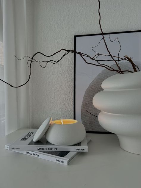 A picture of a minimal table decor arrangement. Plants Craft, Curly Willow Branches, Incense Stand, Minimalist Living Room Furniture, Diy Greenery, Minimalist Living Room Apartment, Greenery Plants, Sideboard Decor, Minimalist Living Room Decor